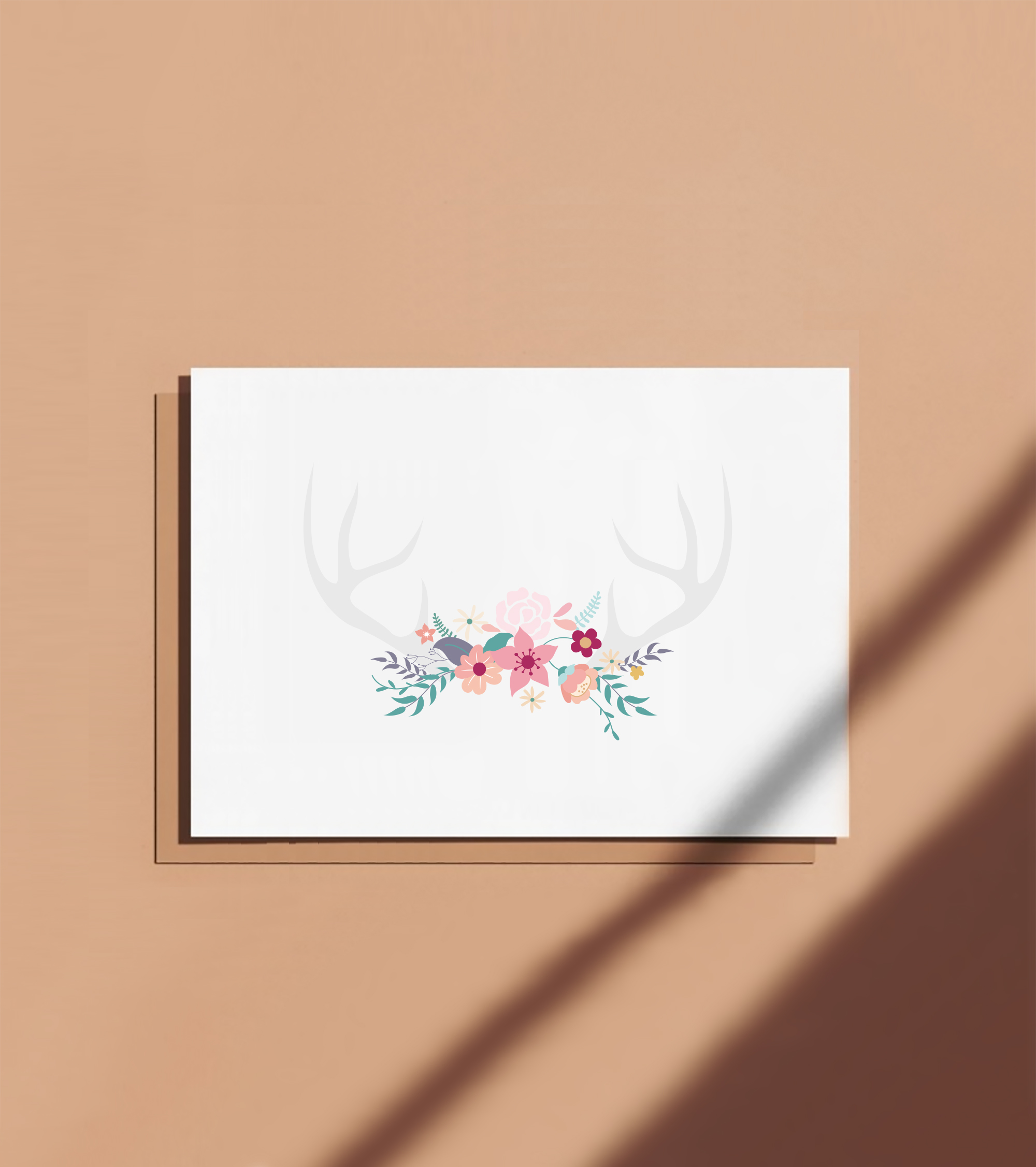 carte postale bois de cerf fleurs