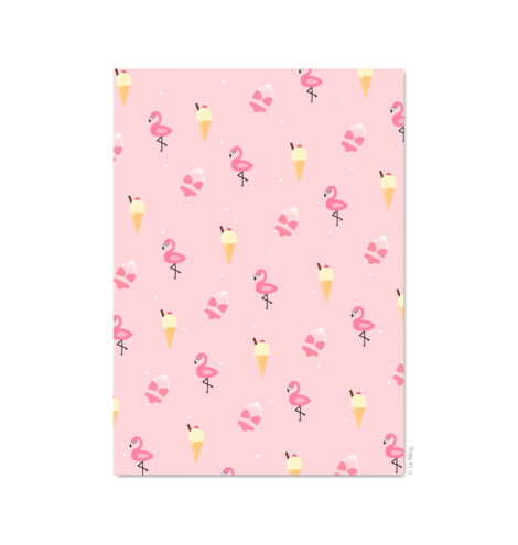 carte flamant rose glace