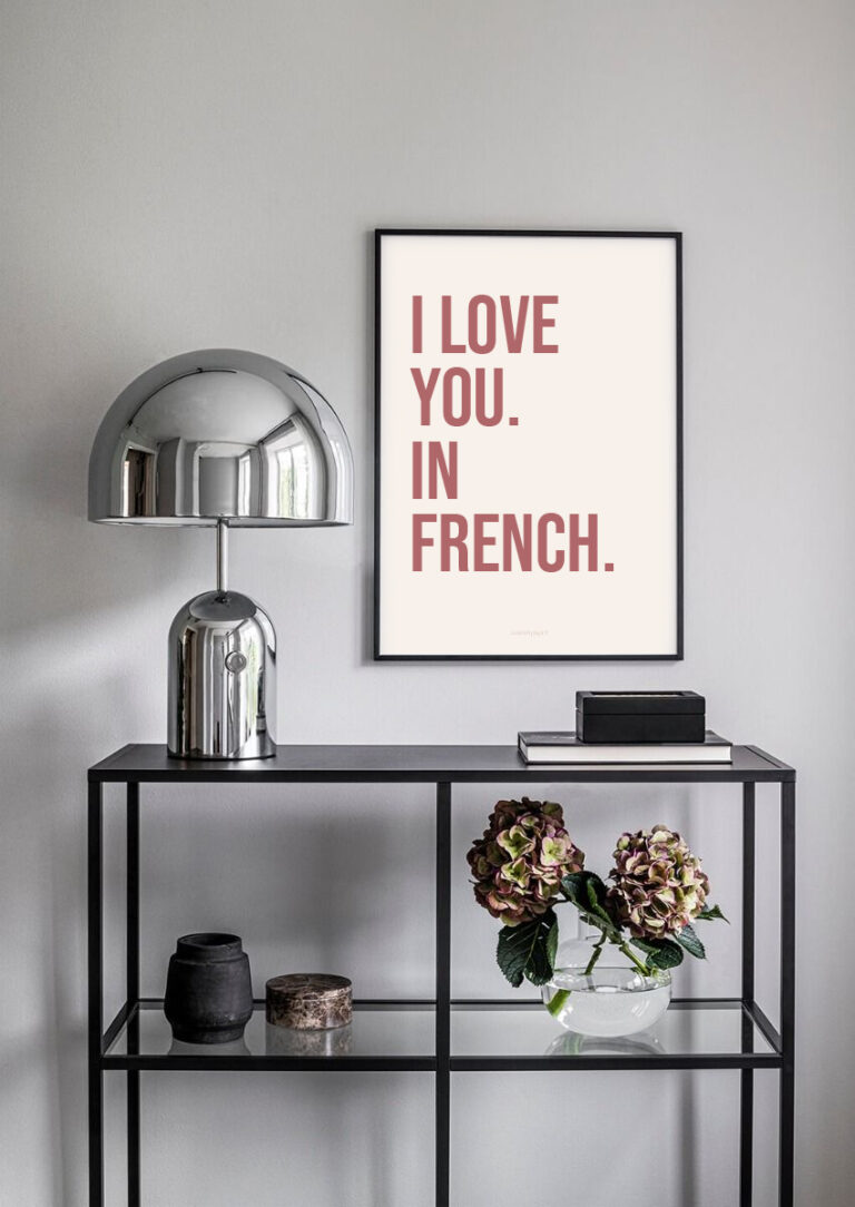 Affiche I love you in french à imprimer déco Amour Paper