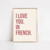 affiche i love you in french