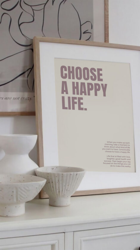 affiche citation positive choose a happy life