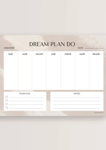 Semainier à imprimer Dream Plan Do – Planning